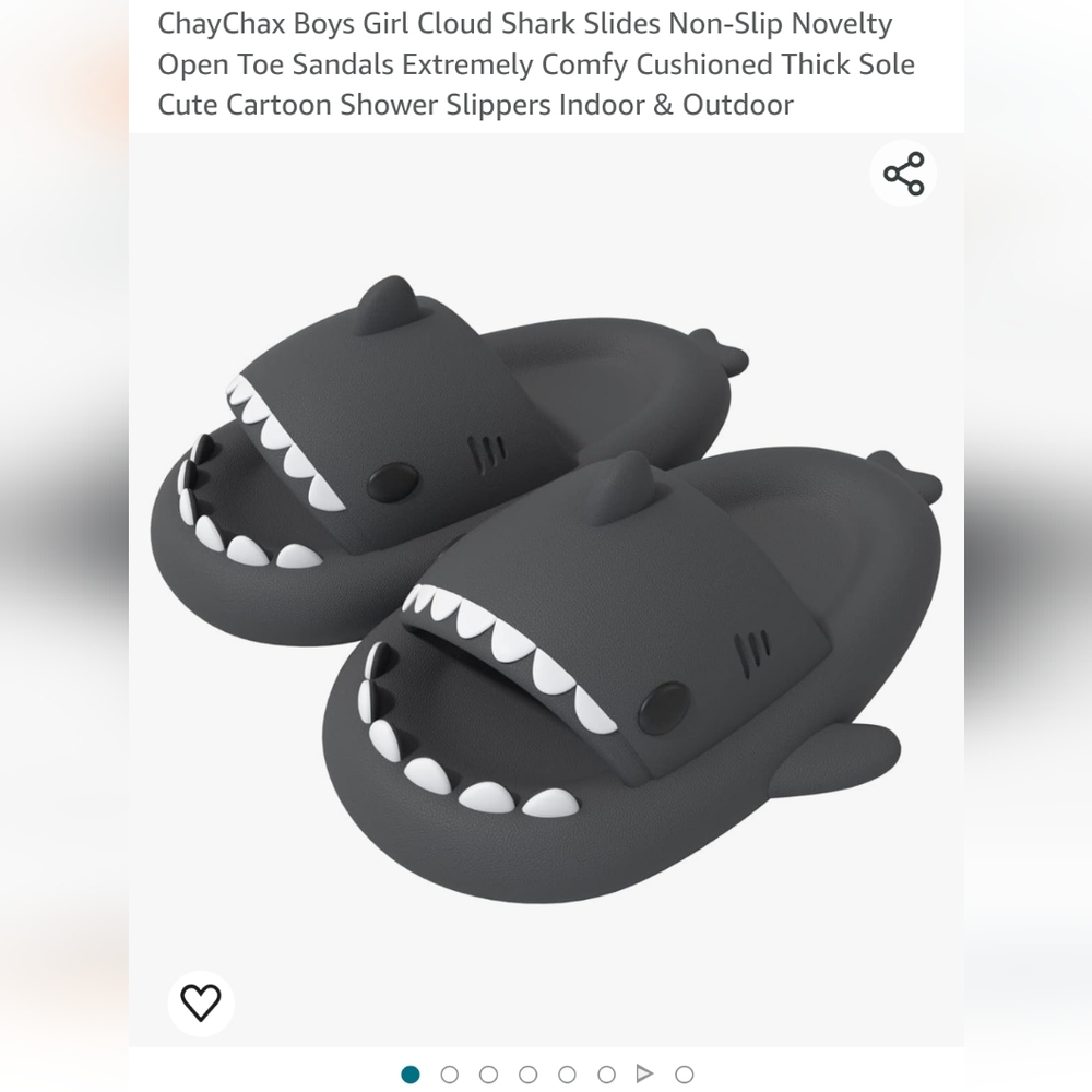 Cloud slide sharks gray boys or girls sandals non slip open toe size 12.…